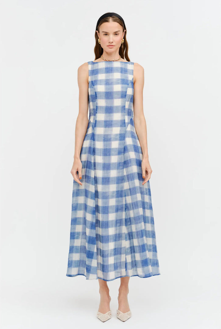 THE EMMMALINE GINGHAM DRESS - BLUE