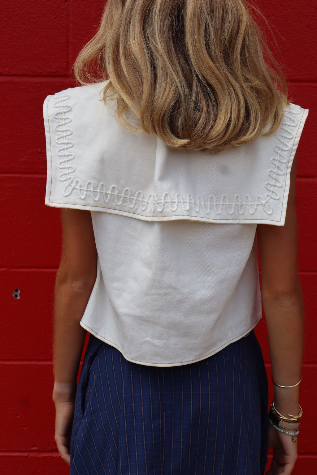 MARI ANN SAILOR TOP- CREAM