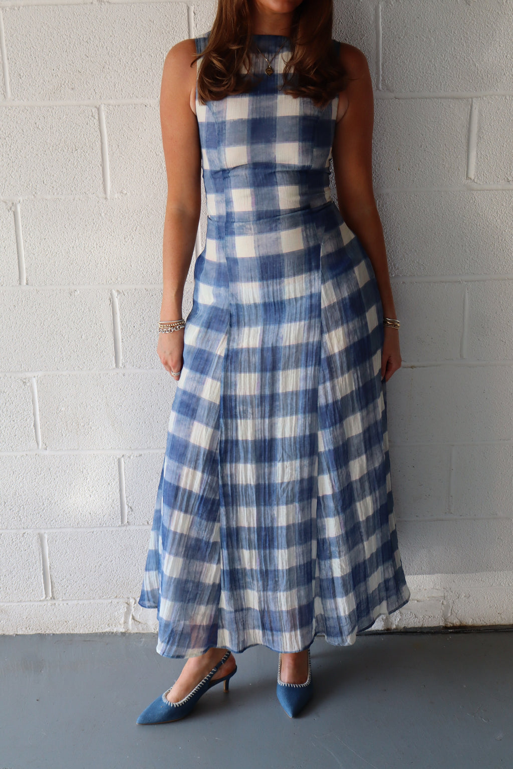 THE EMMMALINE GINGHAM DRESS - BLUE