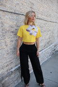 THE GRACE TOP- YELLOW W/ 3D FLORALS