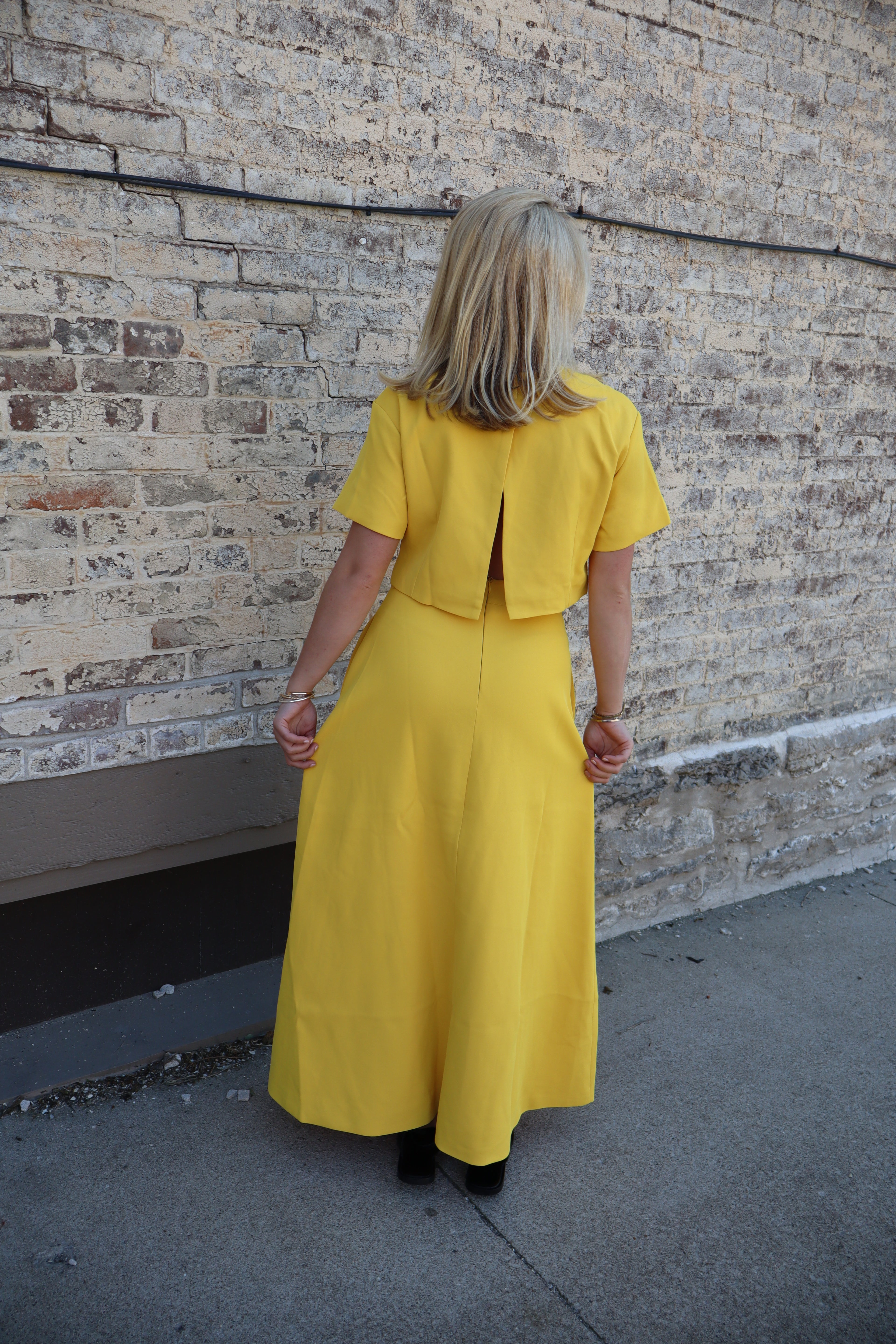 THE GRACE SKIRT- YELLOW W/ 3D FLORALS