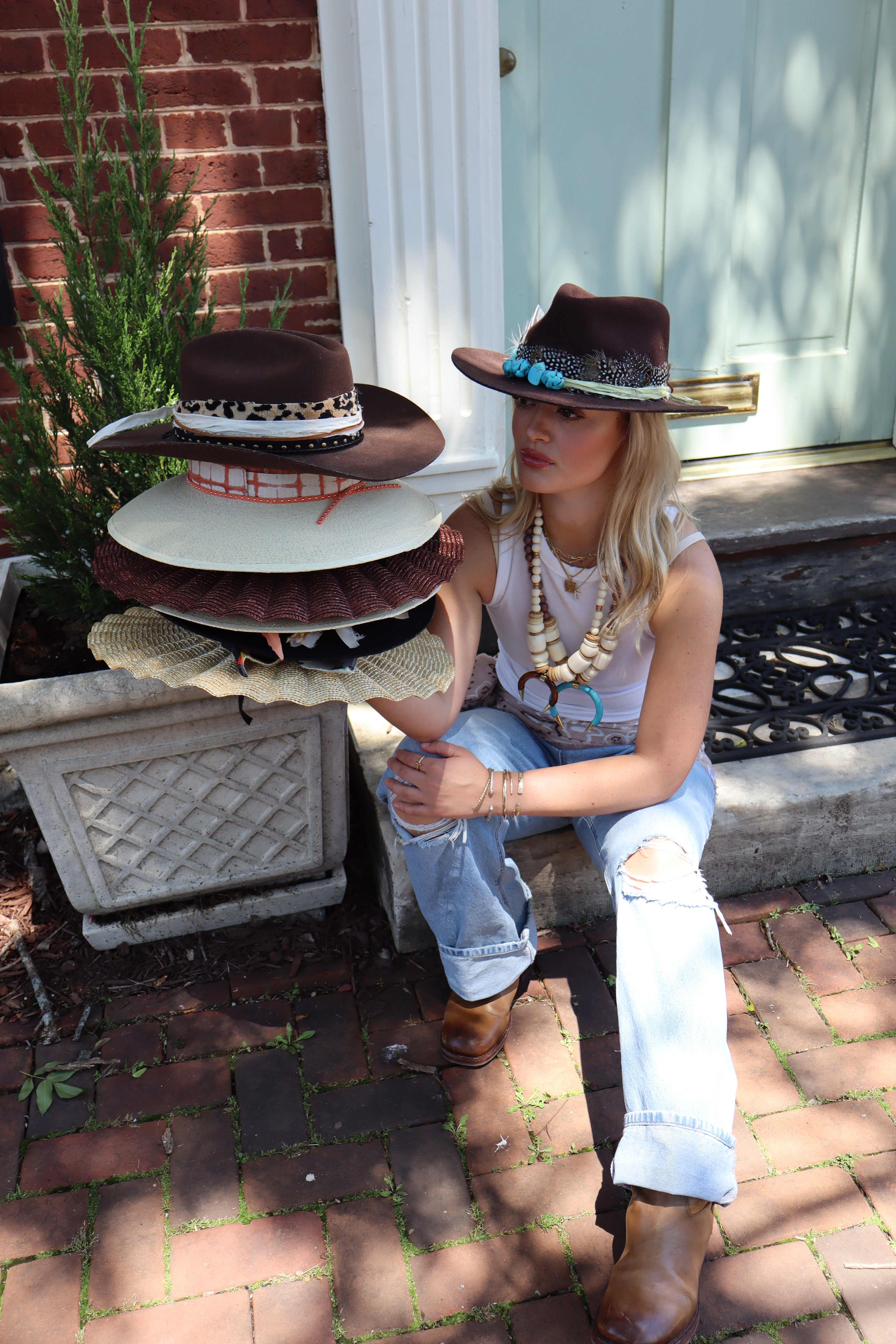 THE KATHERINE - BEADED HORN NECKLACE