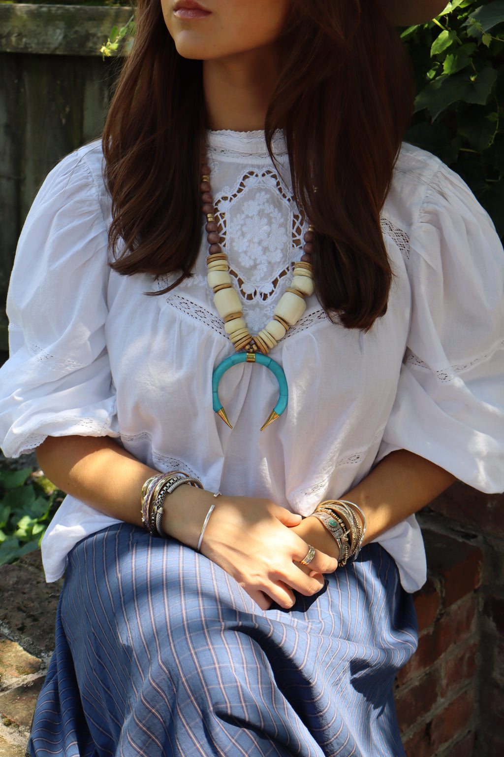 THE MAE - BEADED HORN NECKLACE
