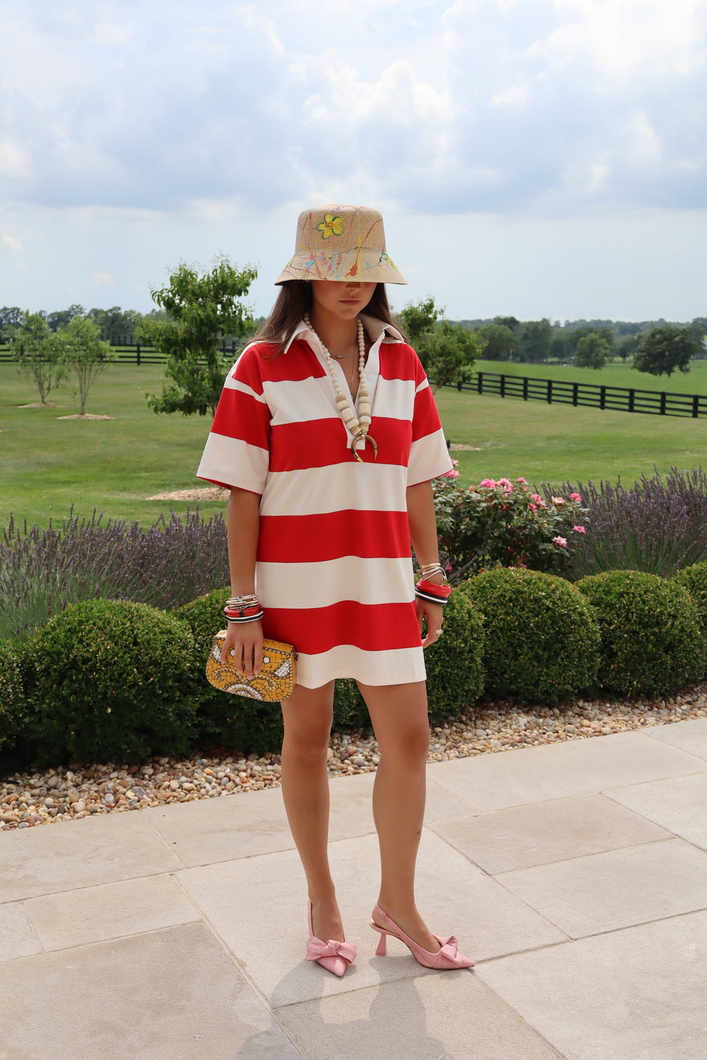 THE MARGIE T SHIRT DRESS- RED & WHITE STRIPED