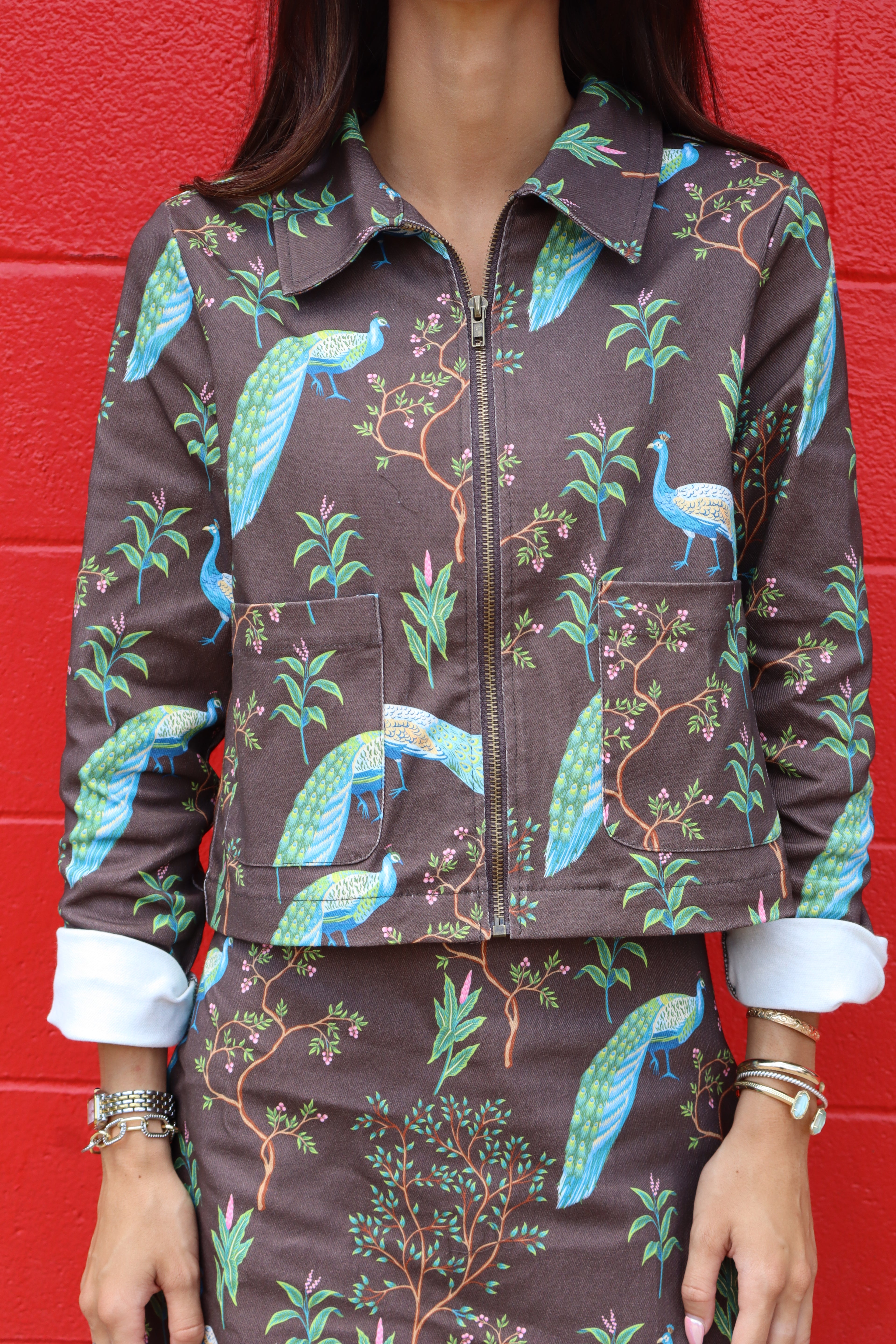 WAYNE FLORAL JACKET - BROWN