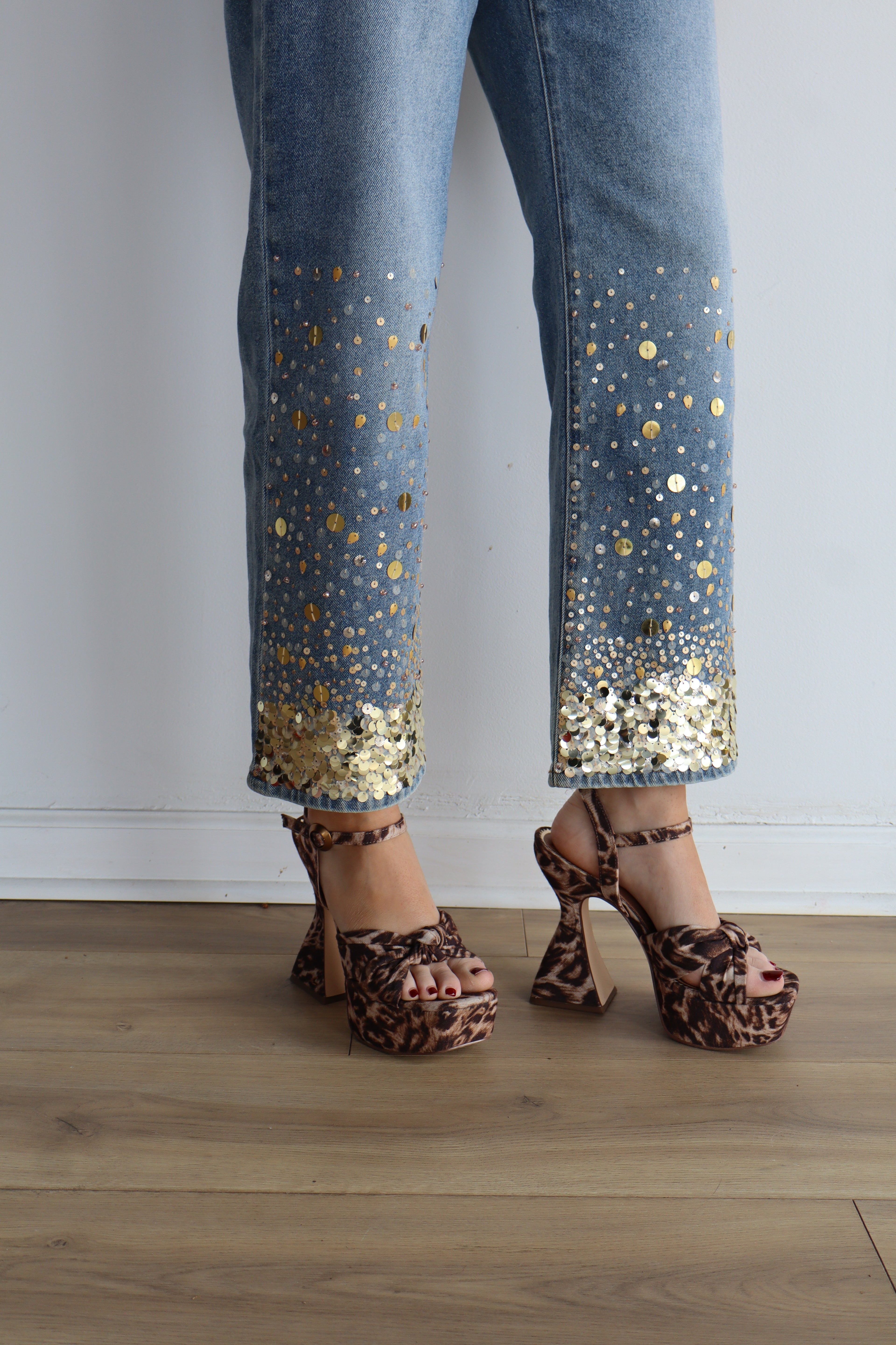 THE WAYNE JEANS - GOLD SEQUIN BLUE